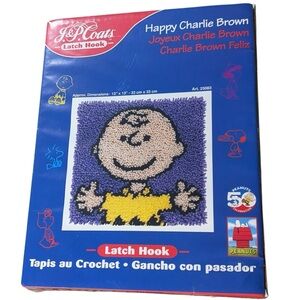 Happy Charlie Brown PEANUTS J & P Coats Latch Hook Kit Sealed 50th Anniversary